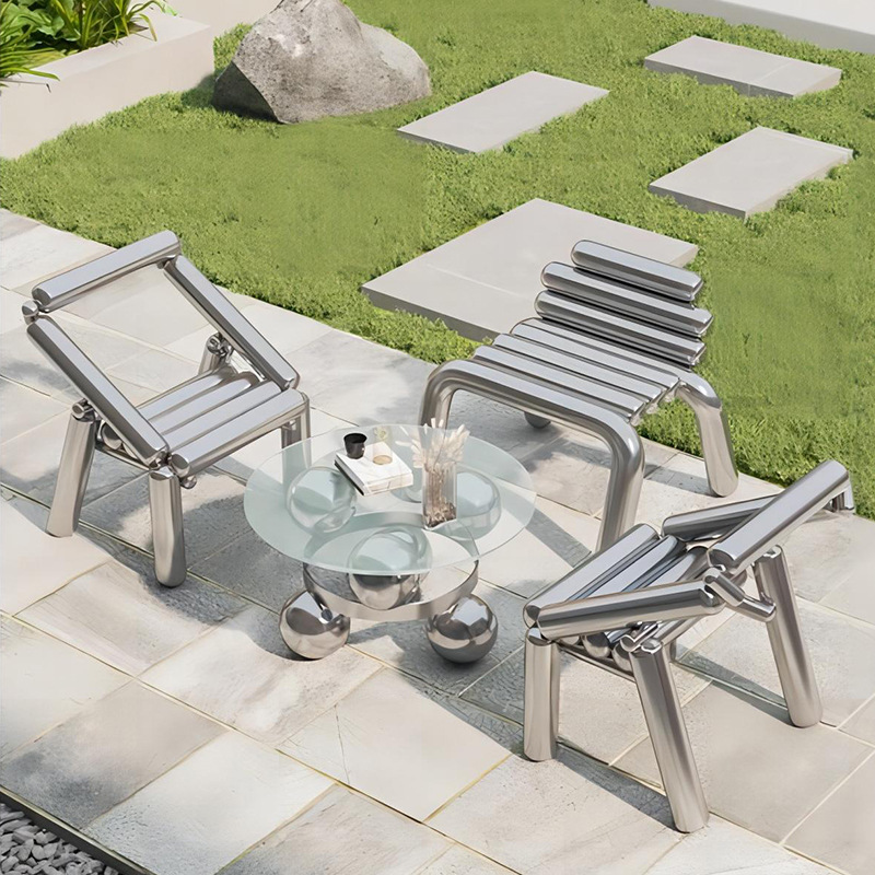 Outdoor Furniture Metal Chairs - ステンレス鋼の椅子、軽くて豪華な、創造的でシンプルなスツール、小さなアパートのコーヒーテーブル、レジャーチェア、可動式