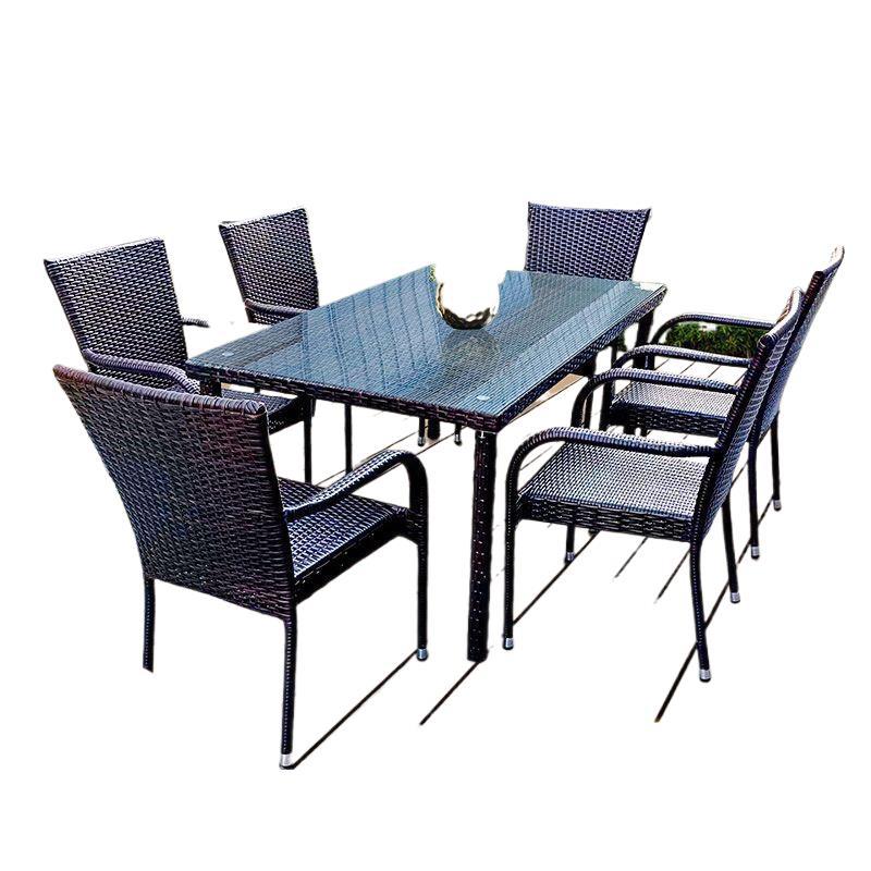 Outdoor Furniture Metal Chairs - 屋外ラタンテーブルと椅子 リビングルーム 屋外中庭テーブルセット 中庭テーブルと椅子 家族用バルコニーティーセット