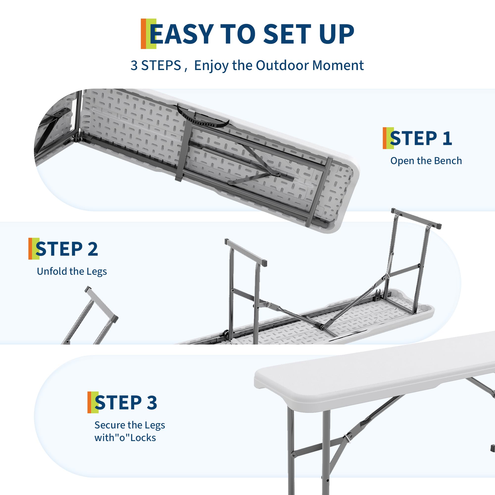 2パック6フィート折りたたみ式屋外ベンチ - HDPEプラス - Outdoor Furniture Diy のレビューと価格
